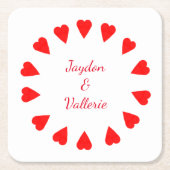 Paper Untersetzer - Circle of Red Hearts with Name (Vorderseite)