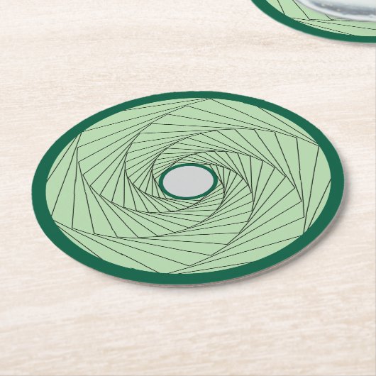 Paper Untersetzer - Green Optical Illusion Spiral (Angewinkelt)