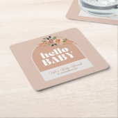 Paper Untersetzer, Hello Baby, Boho Modern Baby Sh Rechteckiger Pappuntersetzer (angewinkelt)