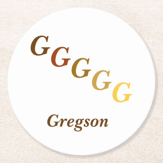 Paper Untersetzer - Initialen und Name in Browns (Vorderseite)