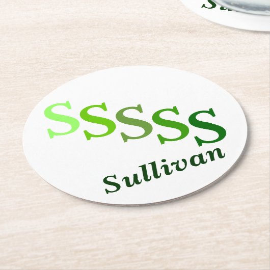 Paper Untersetzer - Name und Initial in Grüntönen (Angewinkelt)