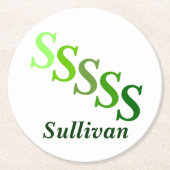 Paper Untersetzer - Name und Initial in Grüntönen (Vorderseite)