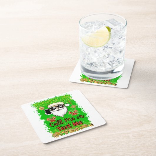 Paper Untersetzer Square Funny Santa Call Me Text (Vor Ort)