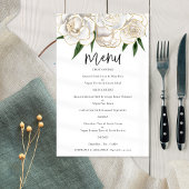 PAPER White Gold Florals Script Wedding Menü