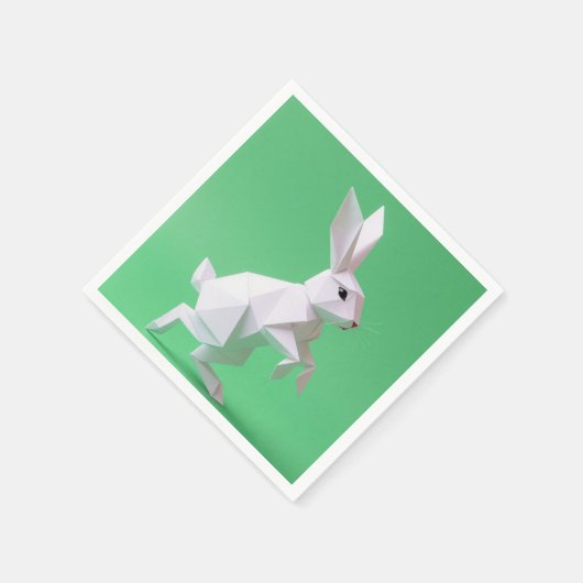 Paper work of rabbit in green world  serviette (Ecke)