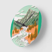 Papercut-Berg-Design Runde Wanduhr (Winkel)