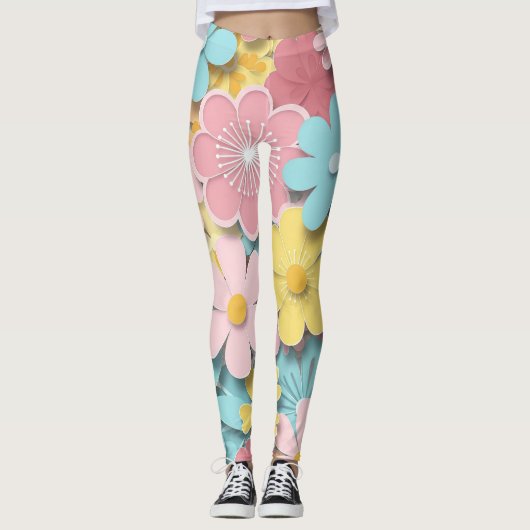 Papercut-Blume Leggings (Vorderseite)