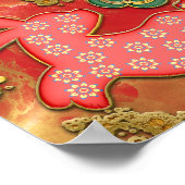 Papercut Blume Rotes Gold Kaninchen Chinesisches N Poster (Ecke)