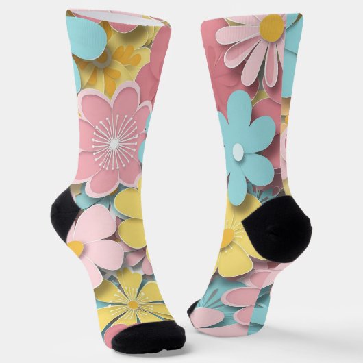 Papercut-Blume Socken (Gewinkelt)