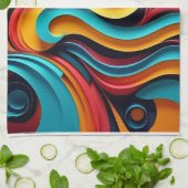 Papercut Colorful Waves Artwork Geschirrtuch (Gefaltet)