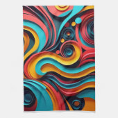 Papercut Colorful Waves Artwork Geschirrtuch (Vertikal)