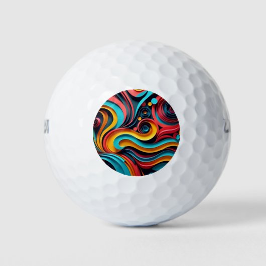 Papercut Colorful Waves Artwork Golfball (Vorderseite)
