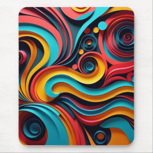 Papercut Colorful Waves Artwork Mousepad