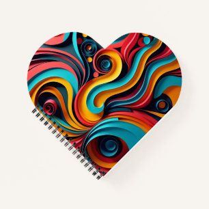 Papercut Colorful Waves Artwork Notizblock