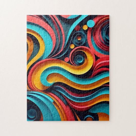 Papercut Colorful Waves Artwork Puzzle (Vertikal)