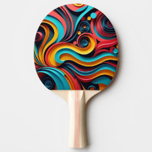 Papercut Colorful Waves Artwork Tischtennis Schläger