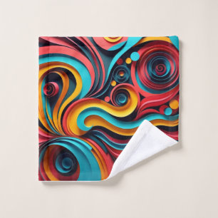 Papercut Colorful Waves Artwork Waschlappen