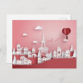 Papercut Couple Hot Air Ballon Paris Postkarte (Vorne/Hinten)