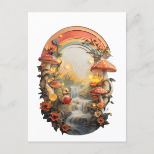 Papercut Duckling mit Herz und Regenbogen Postkarte