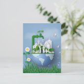 Papercut Earth Day Conservation Faucet & City Postkarte (Stehend Vorderseite)