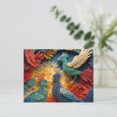 Papercut Fantasy Birds Postkarte (Stehend Vorderseite)