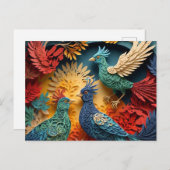 Papercut Fantasy Birds Postkarte (Vorne/Hinten)