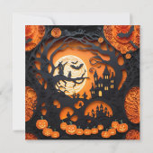 Papercut Halloween Scene Einladung (Rückseite)