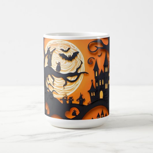 Papercut Halloween Scene Kaffeetasse (Mittel)