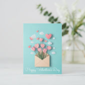 Papercut Hearts and Blume Valentins Gruß Postkarte (Stehend Vorderseite)