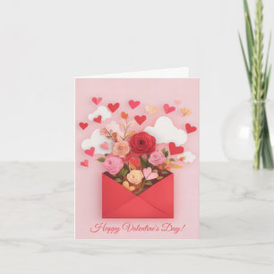 Papercut Herz und Blume Valentins Gruß Feiertagskarte