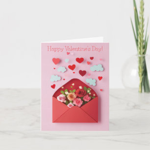 Papercut Herz und Blume Valentins Gruß Feiertagskarte