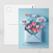 Papercut Herz und Blume Valentins Gruß Postkarte (Vorne/Hinten)