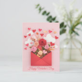 Papercut Herz und Blume Valentins Gruß Postkarte (Stehend Vorderseite)