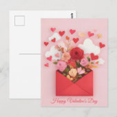 Papercut Herz und Blume Valentins Gruß Postkarte (Vorne/Hinten)