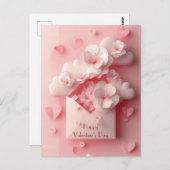 Papercut Herz und Blume Valentins Gruß Postkarte (Vorne/Hinten)