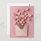 Papercut Herz und Blume Valentins Gruß Postkarte (Vorne/Hinten)