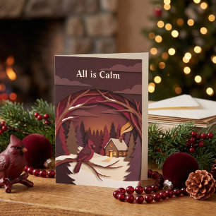 Papercut Holidays   Cherry Cardinal Modern gefalte Feiertagskarte