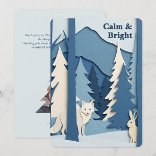 Papercut Holidays   Moderner Flachbau im alpinen W Feiertagskarte