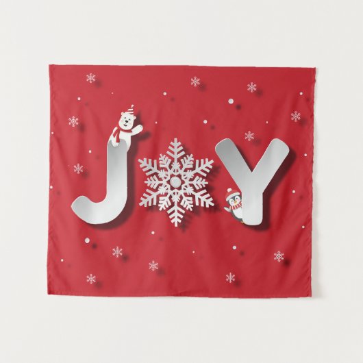 Papercut JOY mit Pinguin & Polar Bär Wandteppich (Vorderseite (Horizontal))