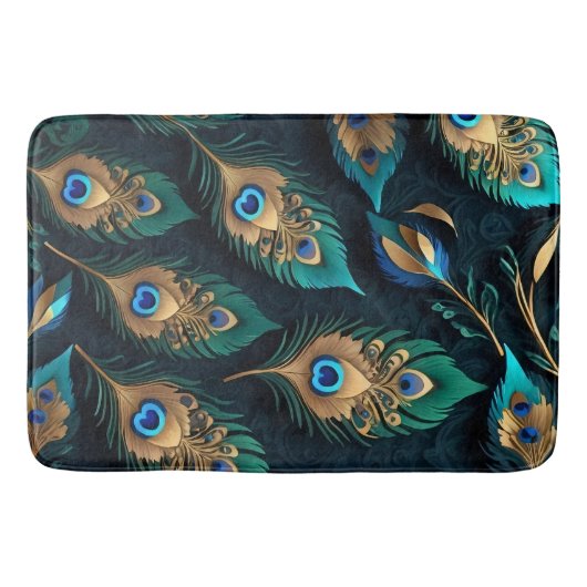 Papercut Peacock Feathers Pattern Badematte (Vorderseite)