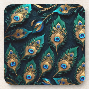 Papercut Peacock Feathers Pattern Getränkeuntersetzer