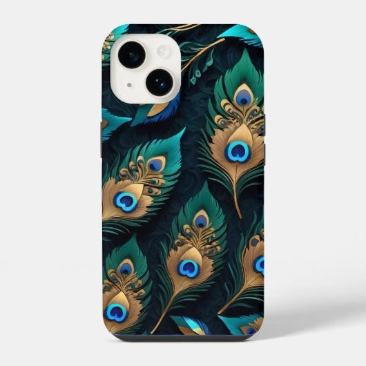 Papercut Peacock Feathers Pattern iPhone Hülle (Rückseite)