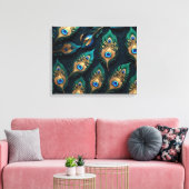 Papercut Peacock Feathers Pattern Leinwanddruck (Insitu (Wohnzimmer))