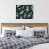 Papercut Peacock Feathers Pattern Leinwanddruck (Insitu (Schlafzimmer))
