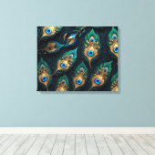 Papercut Peacock Feathers Pattern Leinwanddruck (Insitu (Holzboden))