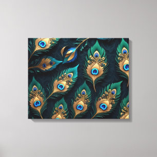 Papercut Peacock Feathers Pattern Leinwanddruck