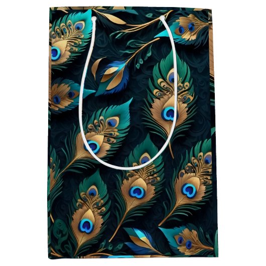 Papercut Peacock Feathers Pattern Mittlere Geschenktüte (Vorderseite)
