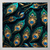 Papercut Peacock Feathers Pattern Poster (Vorne)