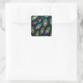 Papercut Peacock Feathers Pattern Quadratischer Aufkleber (Tasche)