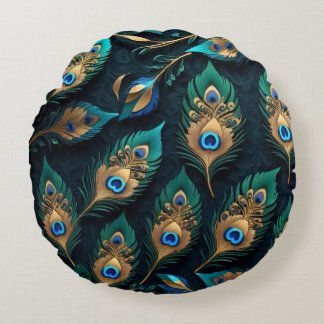 Papercut Peacock Feathers Pattern Rundes Kissen